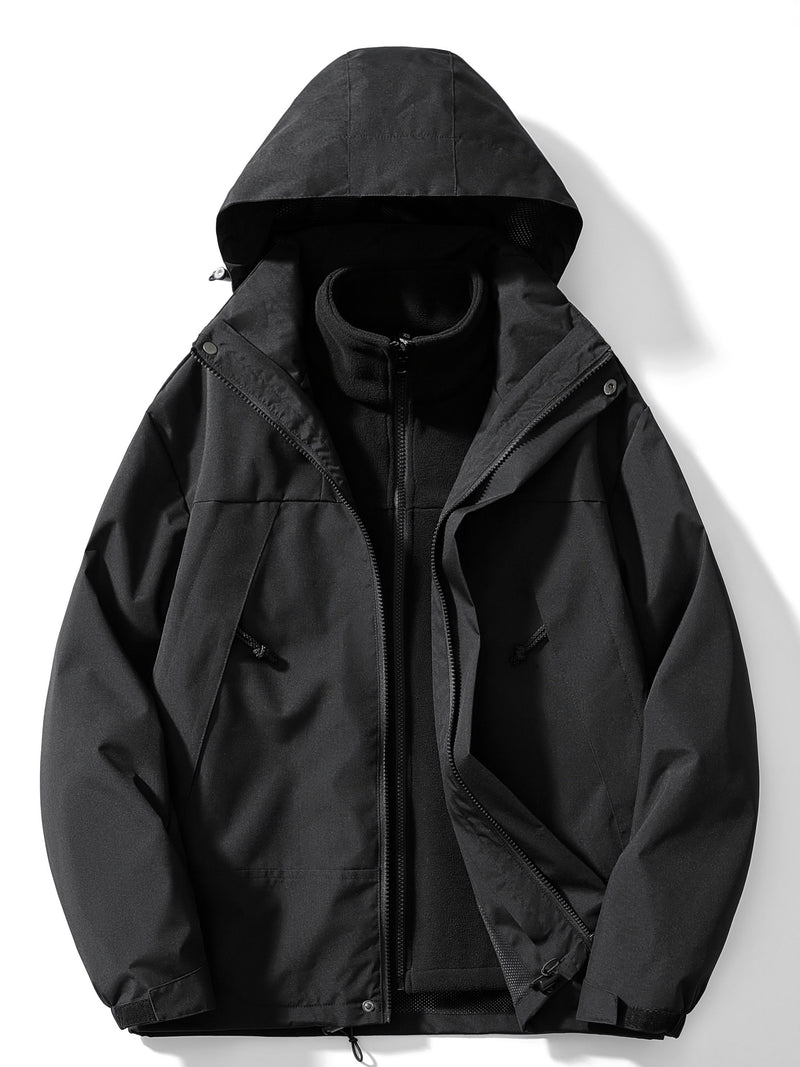Evangeline Colour Block Hooded Zip Front Outdoor Shell Jacket