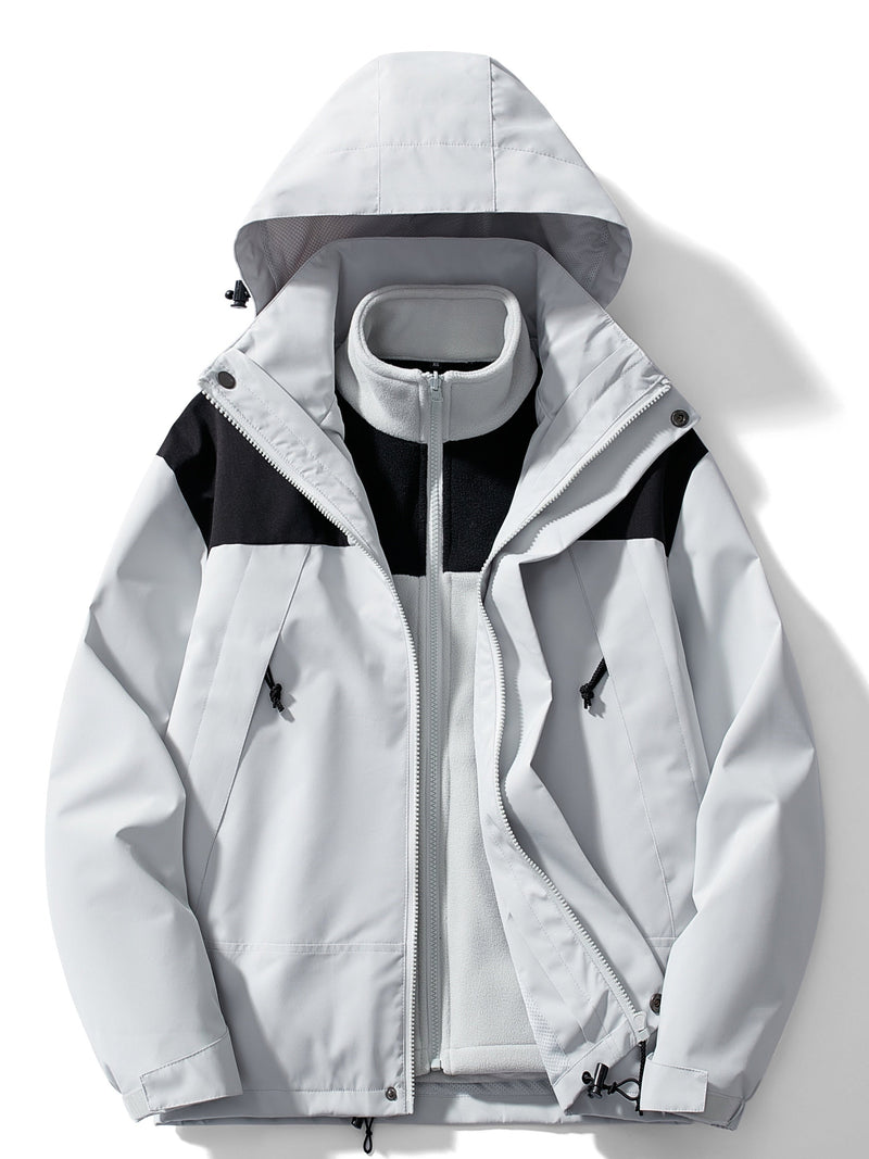 Evangeline Colour Block Hooded Zip Front Outdoor Shell Jacket