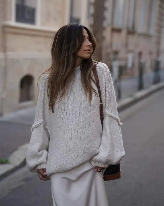 Lorelei Two Tone Panel Block Oversized Slouch Knit Jumper