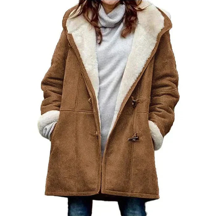Thea Hooded Toggle Front Sherpa Lined Duffle Coat