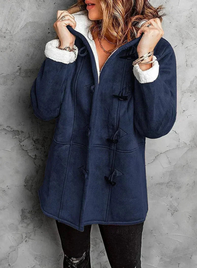 Thea Hooded Toggle Front Sherpa Lined Duffle Coat
