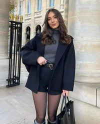 Wilhelmina Wide Flat Collar Oversized Cocoon Short Coat