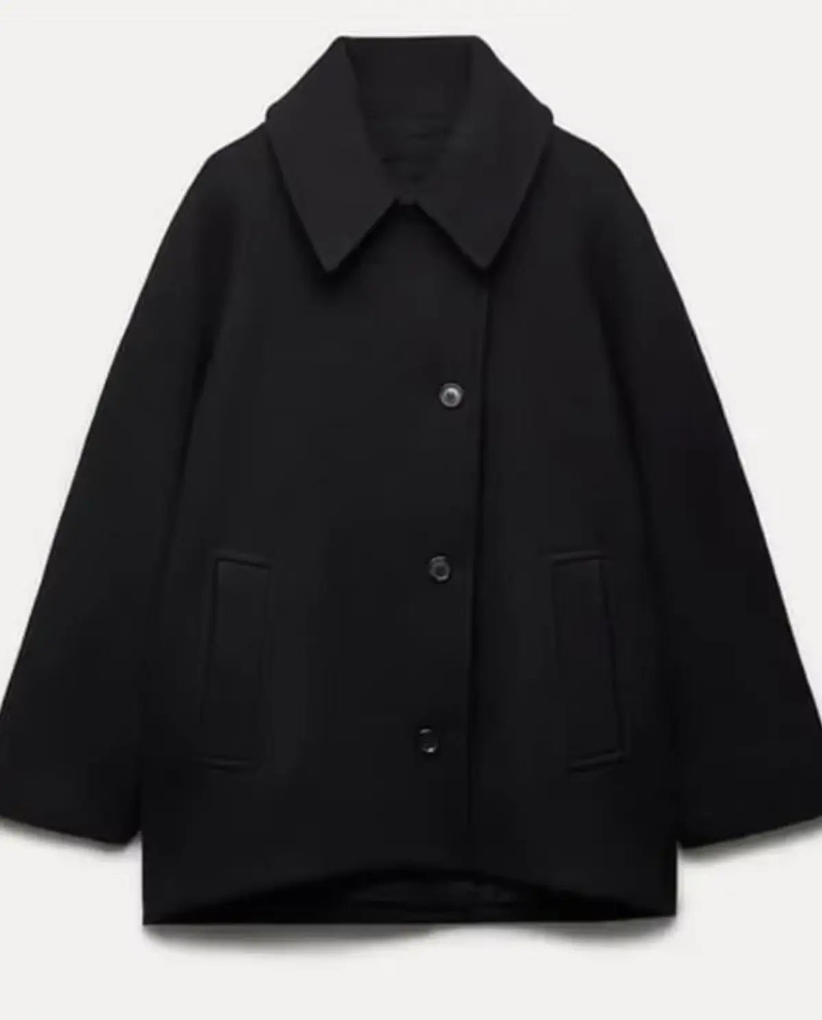 Wilhelmina Wide Flat Collar Oversized Cocoon Short Coat