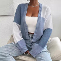 Blythe Colour Block Panel Open Front Cropped Knit Cardigan