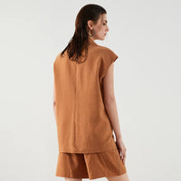 Kyla Cap Shoulder Sleeveless Single Button Blazer Waistcoat