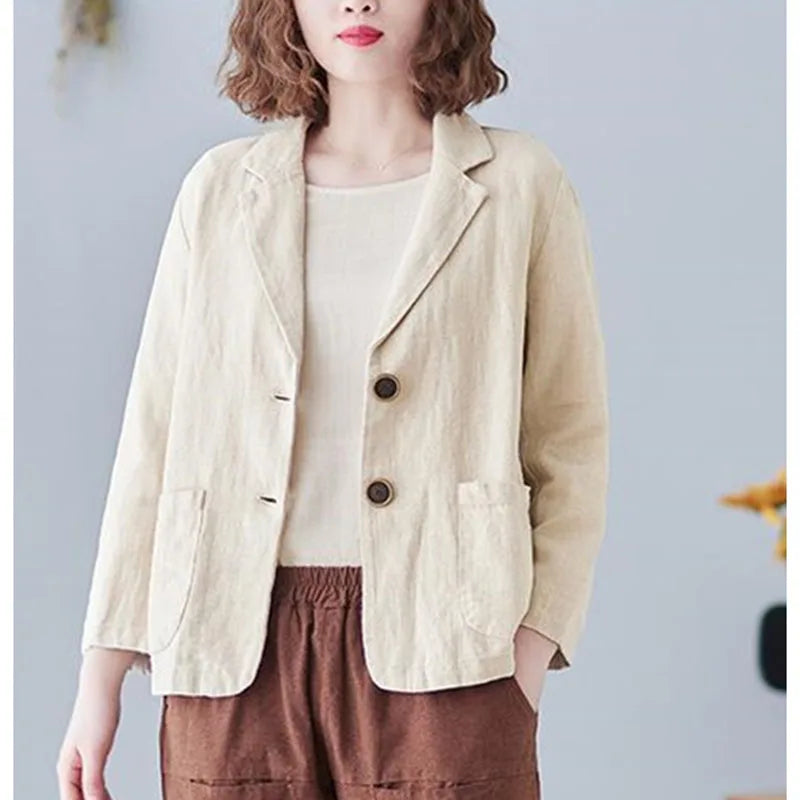 Belle Two Button Slub Texture Relaxed Everyday Blazer