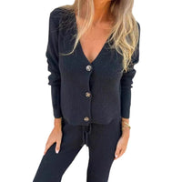 Dahlia Button Front Knit Cardigan and Wide Trouser Set