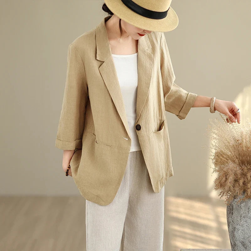 Camille Single Button Soft Shoulder Longline Suit Blazer