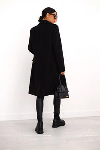 Iris Gold Button Double Breasted Military Flare Long Coat