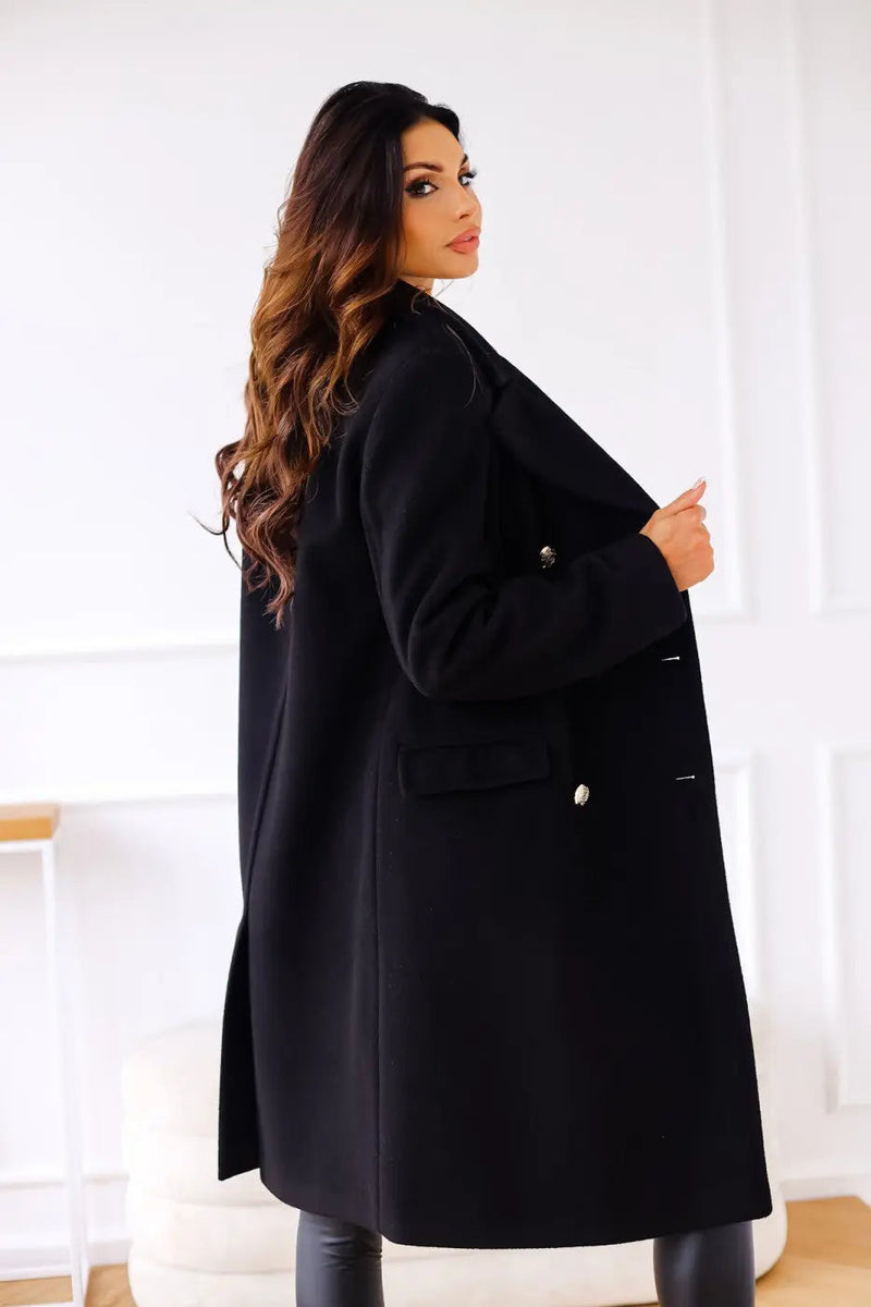 Iris Gold Button Double Breasted Military Flare Long Coat