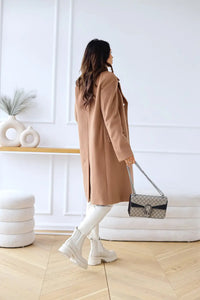 Iris Gold Button Double Breasted Military Flare Long Coat