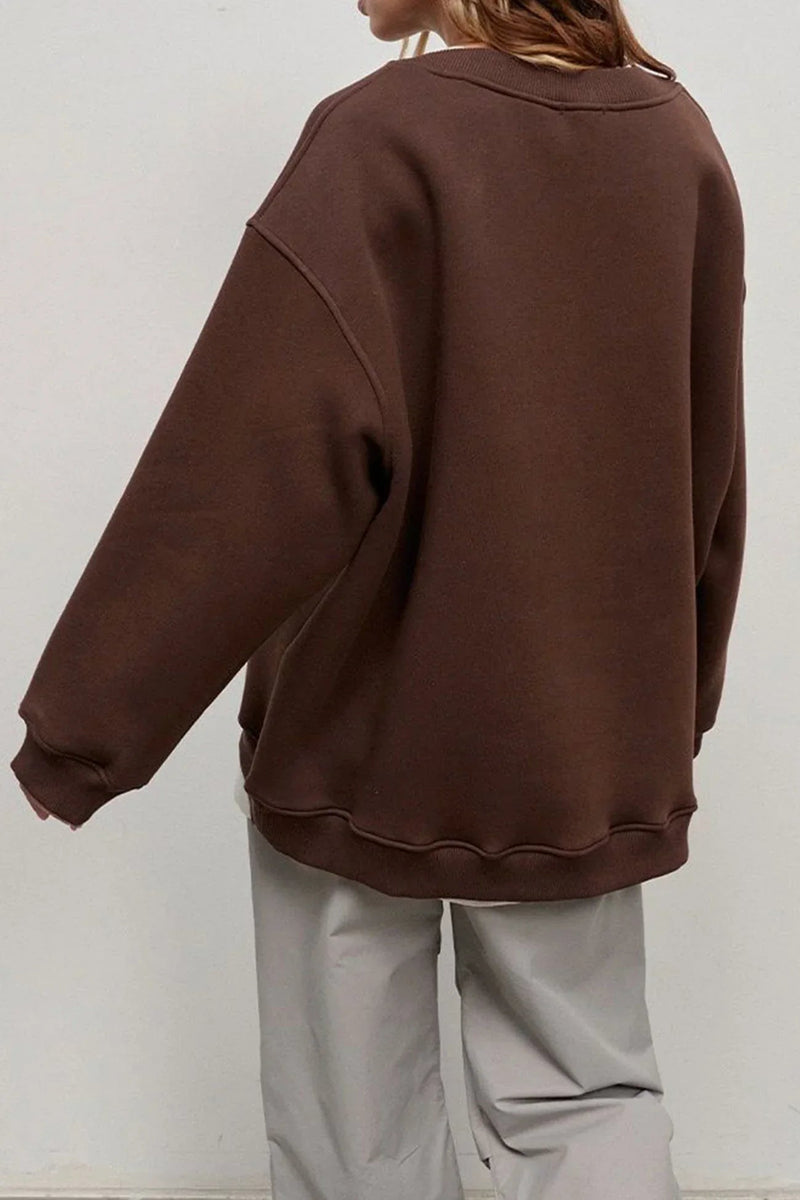 Pippa Oversized Drop Shoulder Brushed Crew Neck Sweatshirt