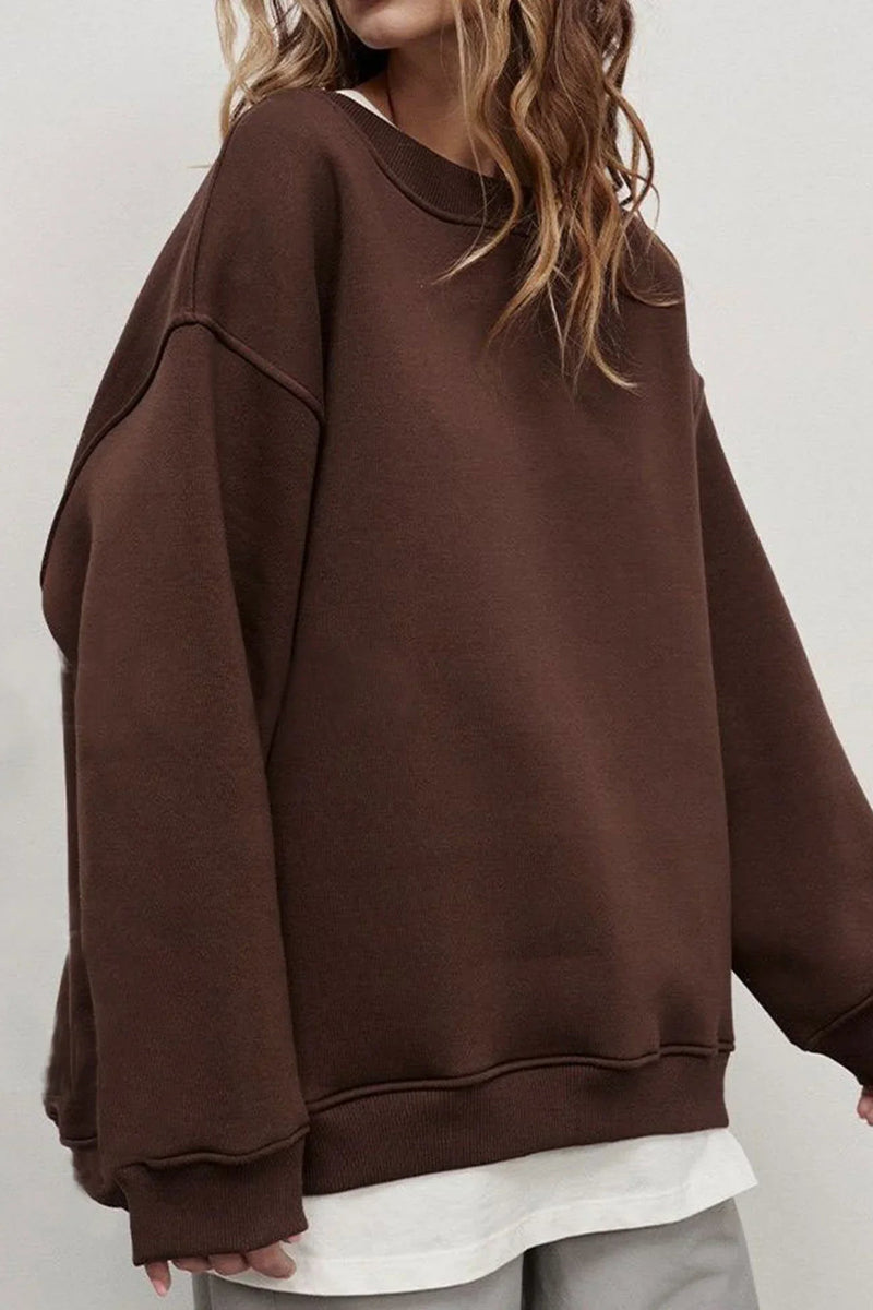 Pippa Oversized Drop Shoulder Brushed Crew Neck Sweatshirt