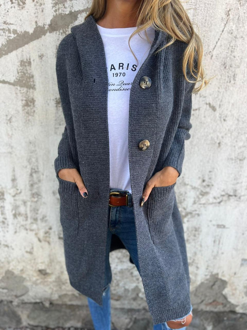 Susannah Ribbed Longline Button Through Pocket Cardigan