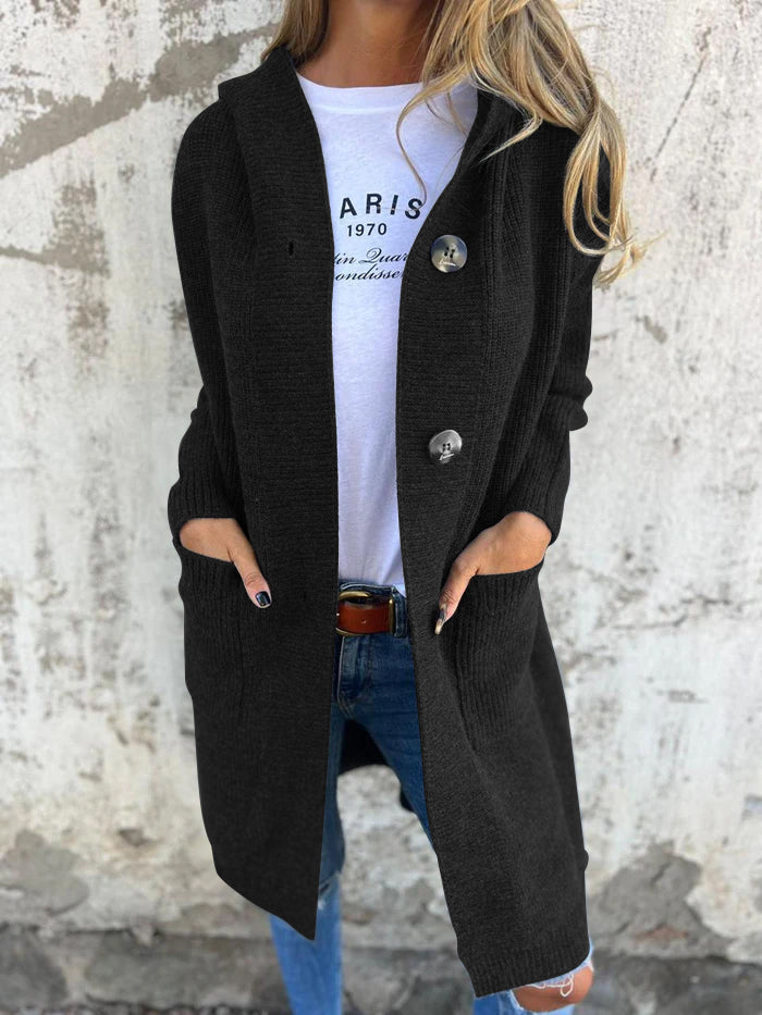 Susannah Ribbed Longline Button Through Pocket Cardigan