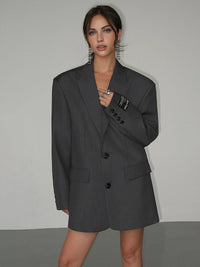 Nadine Oversized Wide Shoulder Single Breasted Blazer Coat