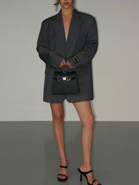 Nadine Oversized Wide Shoulder Single Breasted Blazer Coat