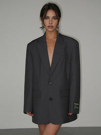 Nadine Oversized Wide Shoulder Single Breasted Blazer Coat