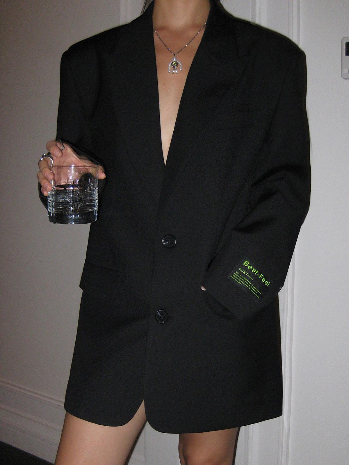 Nadine Oversized Wide Shoulder Single Breasted Blazer Coat