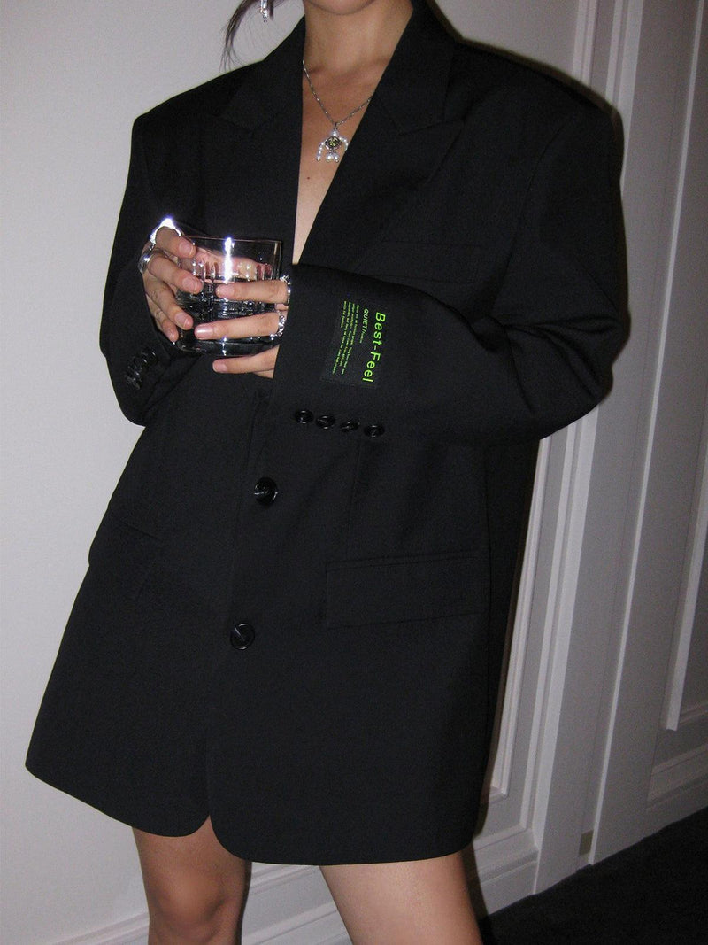 Nadine Oversized Wide Shoulder Single Breasted Blazer Coat