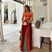 Ariadne Ombre Twist Bust Strapless Column Occasion Maxi Dress