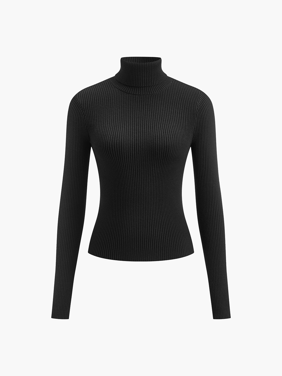 Esme Fine Rib Fitted Roll Neck Long Sleeve Knit Top