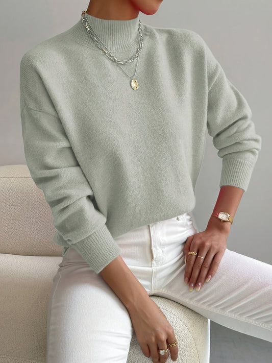 Flora Plain Fine Gauge Relaxed Crew Neck Knit Jumper - Light Green