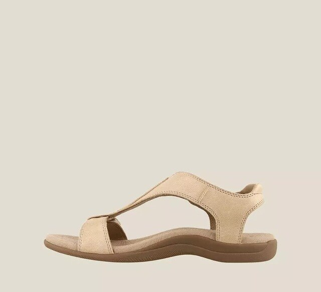 Yolande T Bar Elastic Slingback Cushioned Comfort Flat Sandals
