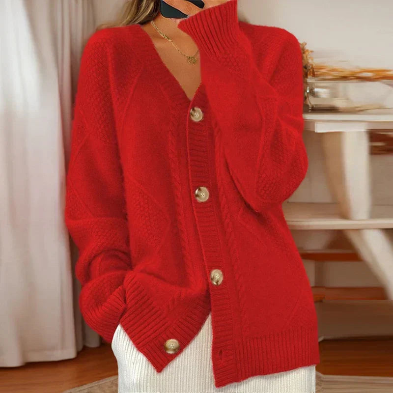 Nerissa Cable Panel Deep V Oversized Longline Cardigan