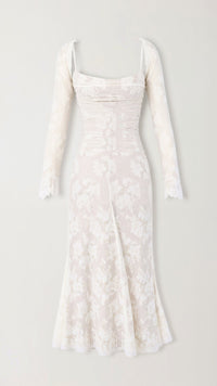 Aurelie All Over Lace Long Sleeve Fitted Column Maxi Dress