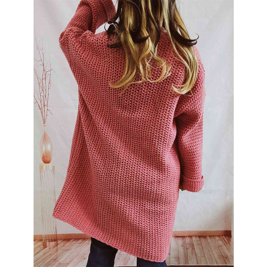 Tallulah Chunky Waffle Knit Open Front Longline Cardigan