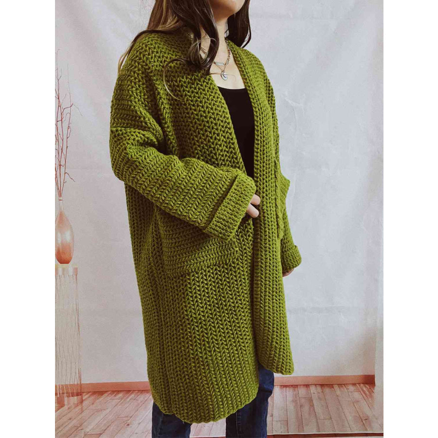 Tallulah Chunky Waffle Knit Open Front Longline Cardigan