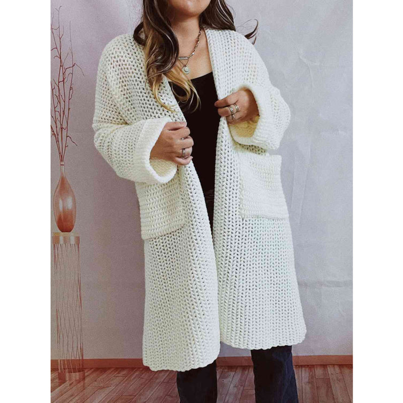 Tallulah Chunky Waffle Knit Open Front Longline Cardigan