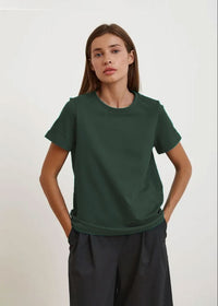 Eliane Plain Crew Neck Short Sleeve Relaxed Everyday Jersey Tee