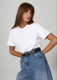Eliane Plain Crew Neck Short Sleeve Relaxed Everyday Jersey Tee