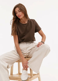 Eliane Plain Crew Neck Short Sleeve Relaxed Everyday Jersey Tee