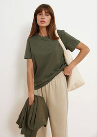 Eliane Plain Crew Neck Short Sleeve Relaxed Everyday Jersey Tee