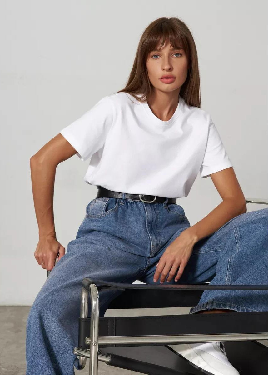 Eliane Plain Crew Neck Short Sleeve Relaxed Everyday Jersey Tee
