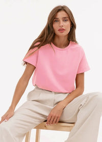 Eliane Plain Crew Neck Short Sleeve Relaxed Everyday Jersey Tee