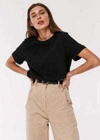 Eliane Plain Crew Neck Short Sleeve Relaxed Everyday Jersey Tee