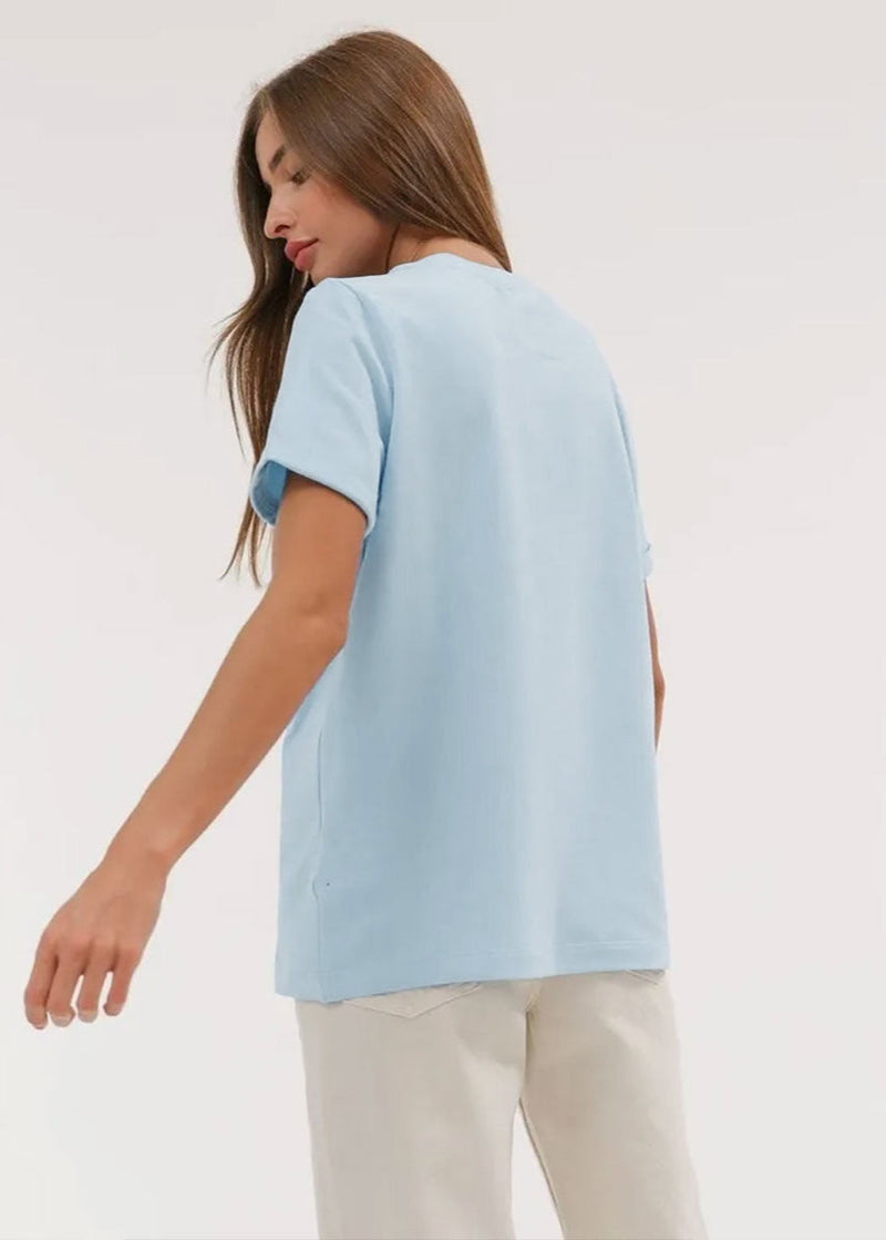 Eliane Plain Crew Neck Short Sleeve Relaxed Everyday Jersey Tee