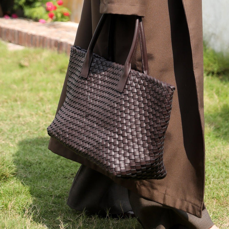 Nadia Woven Structured Twin Handle Everyday Tote Bag