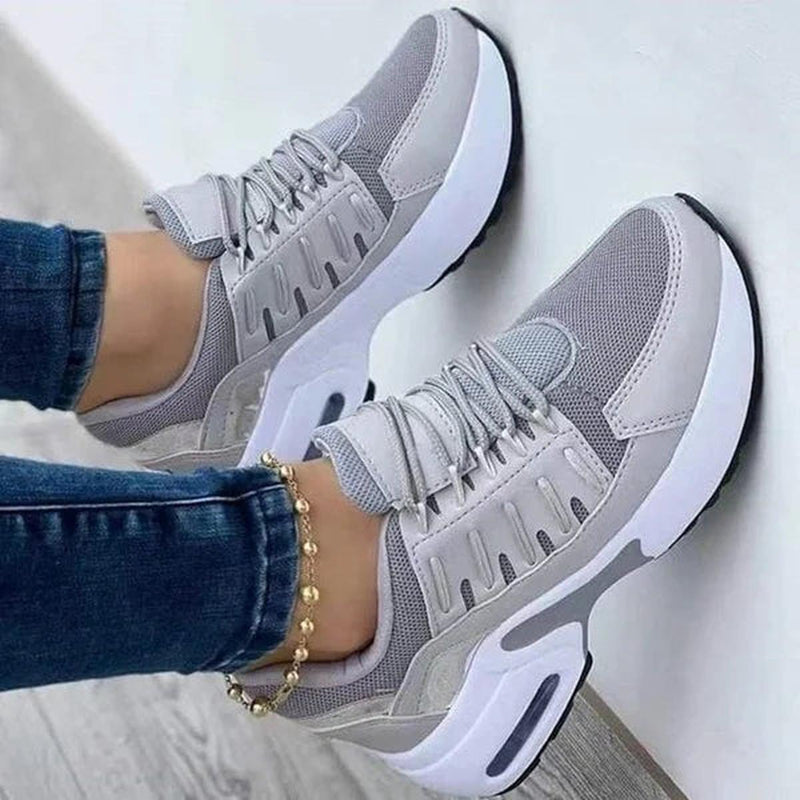 Emeline Air Cushioned Sole Lace Up Mesh Panel Running Trainers