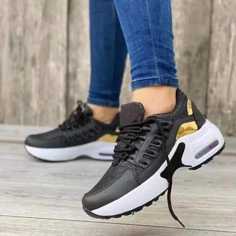 Emeline Air Cushioned Sole Lace Up Mesh Panel Running Trainers