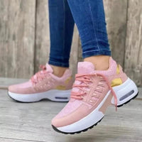 Emeline Air Cushioned Sole Lace Up Mesh Panel Running Trainers