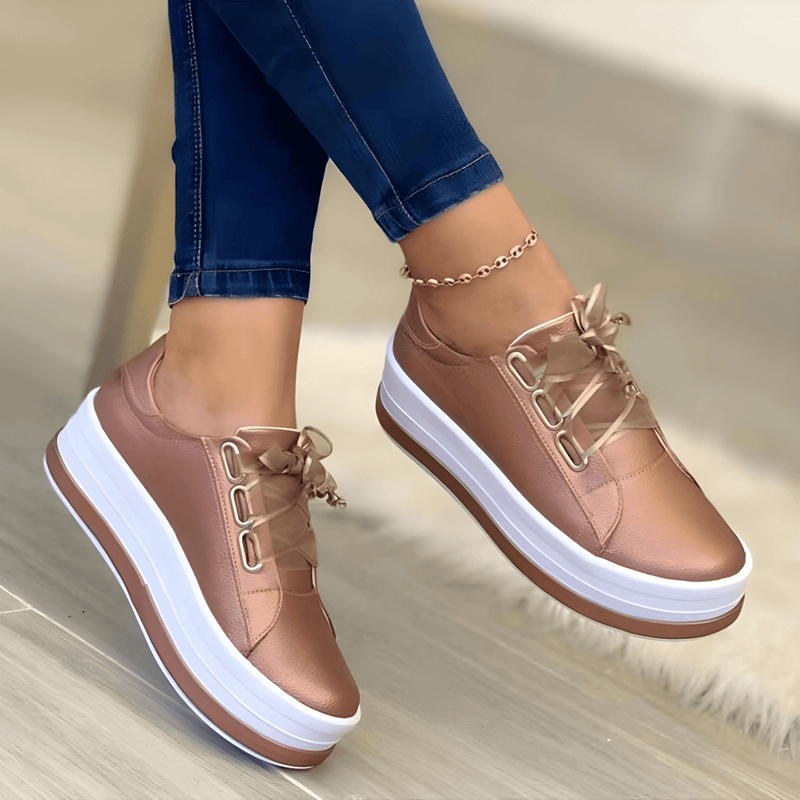Lucile Lace Up Chunky Platform Sole Everyday Court Trainers