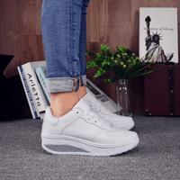 Angeline Rocker Sole Lace Up Padded Collar Walking Trainers