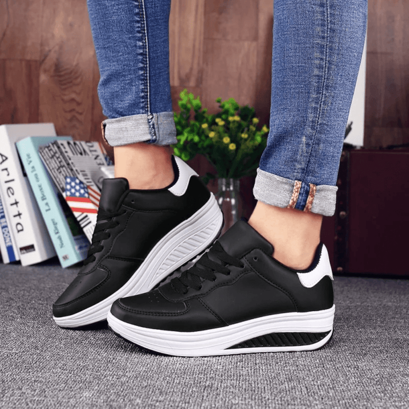 Angeline Rocker Sole Lace Up Padded Collar Walking Trainers