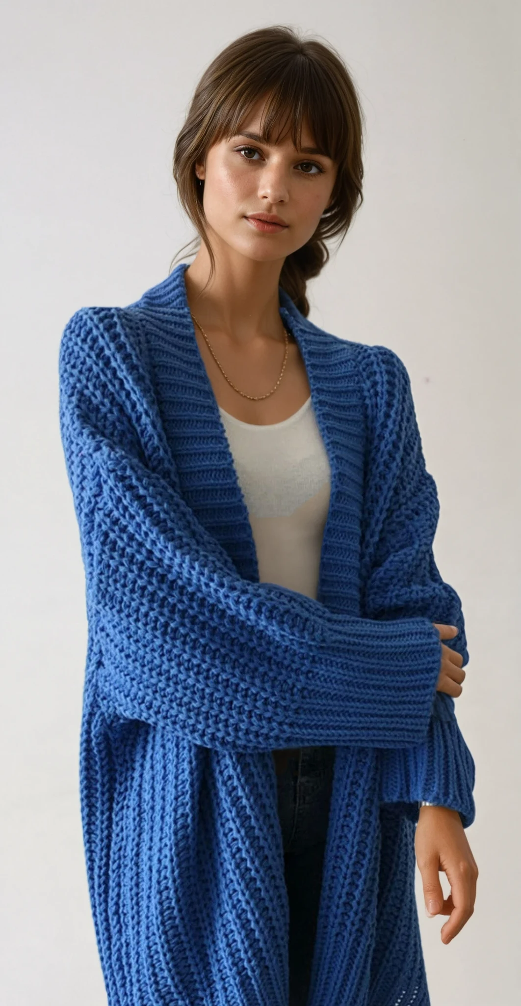 Adelina Chunky Rib Floor Length Oversized Open Cardigan