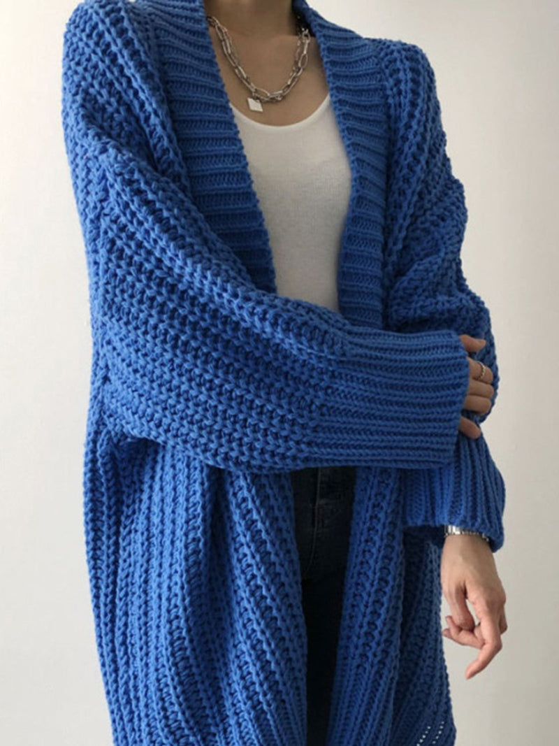 Adelina Chunky Rib Floor Length Oversized Open Cardigan